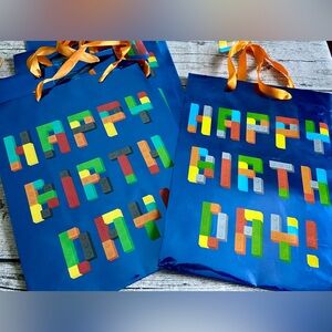 NEW. Birthday gift bags. Colorful building bricks design.